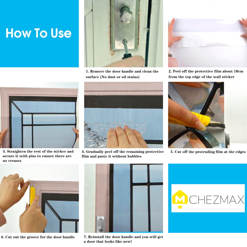 ChezMax Door Stickers Decals â€“ Opaque Vinyl Printed with Glass Portal Style Design, 3D Peel and Stick Murals, Removable Waterproof Wallpaper, Self-Adhesive Cover for Home or Office, 32.28" W x 78.74" H - Image 5